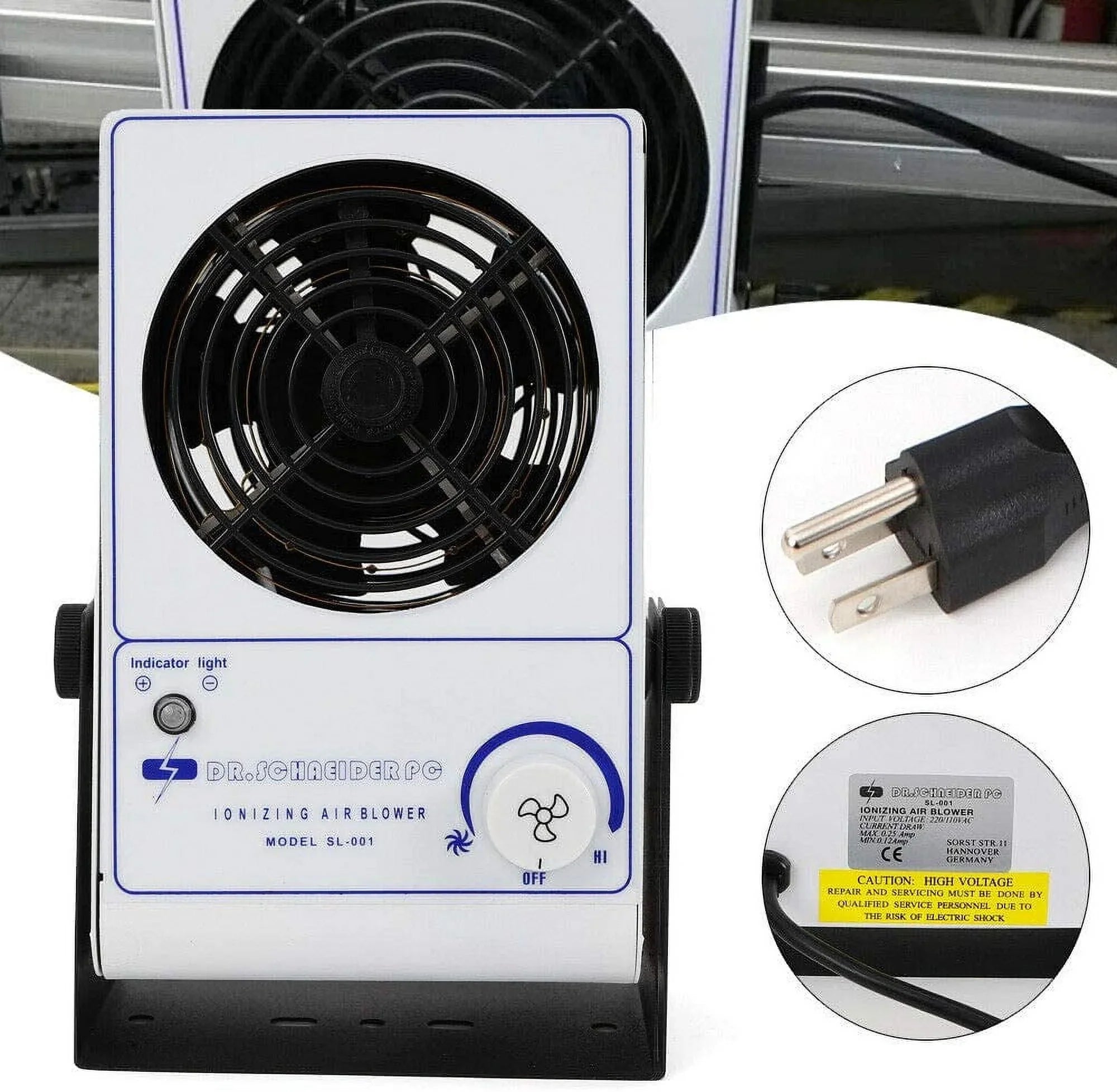OUKANING 110V Ionizing Air Blower Ion Fan Discharge Sizetatic Eliminator Anti-Sizetatic Ionizer