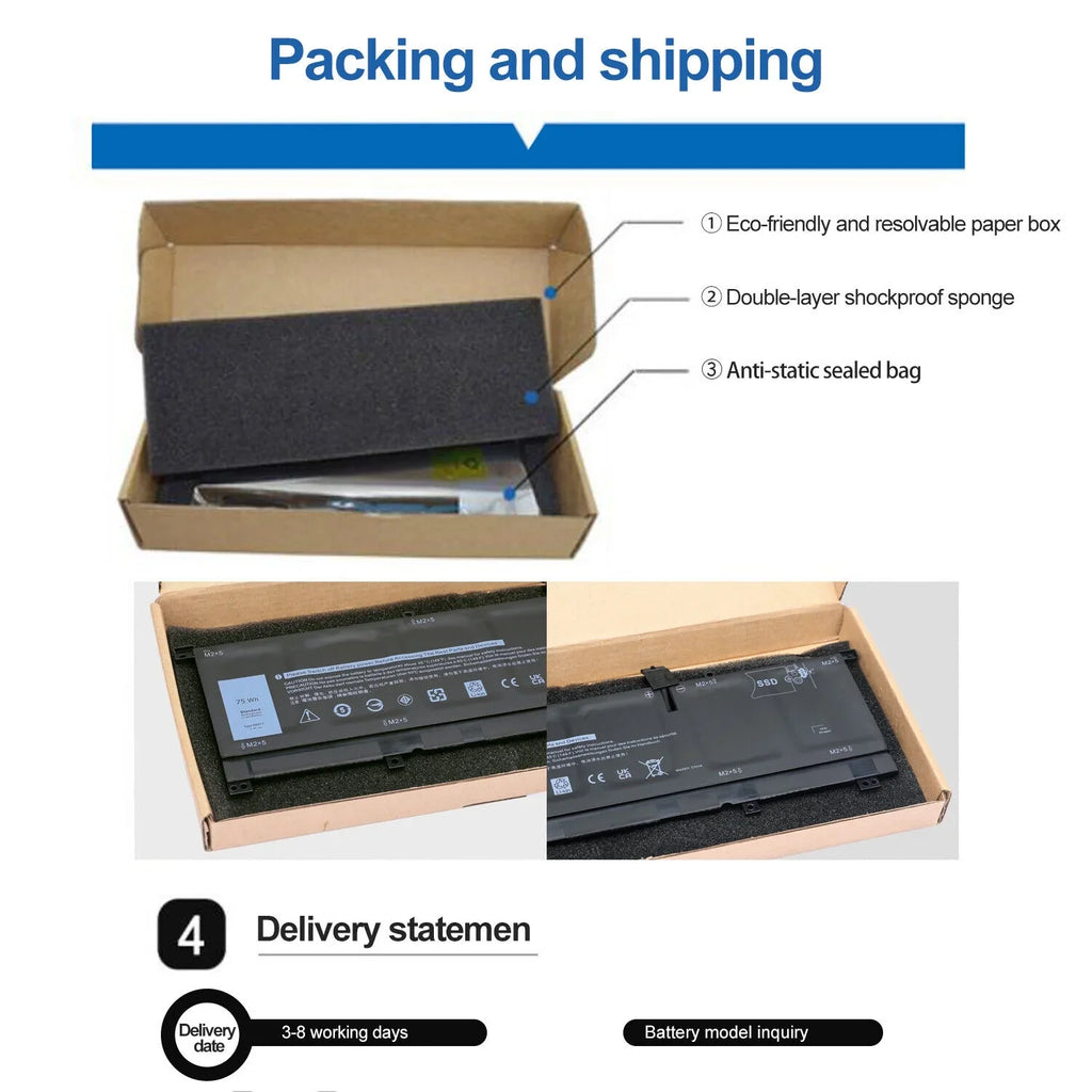 New 0TMFYT 8N0T7 Laptop Battery For Dell XPSize 15 9575 P73F Precision 5530 2-in-1