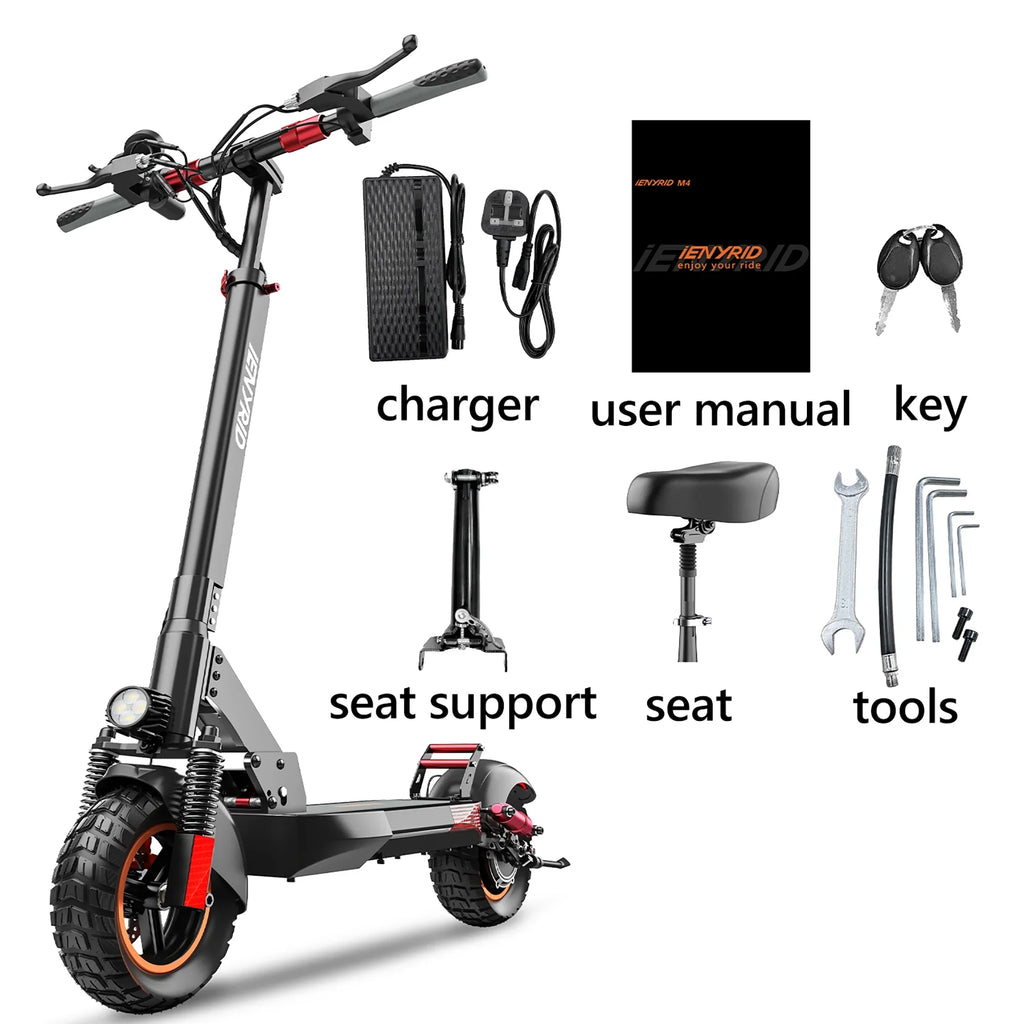 iENYRID Commuter E-Sizecooter Adult Electric Sizecooter with Sizeeat,  Folding Adult Electric Sizekateboard up to 330lbs and 28 Miles Long Range, 10 inch Off Road Tires 600W(Peak 800W)