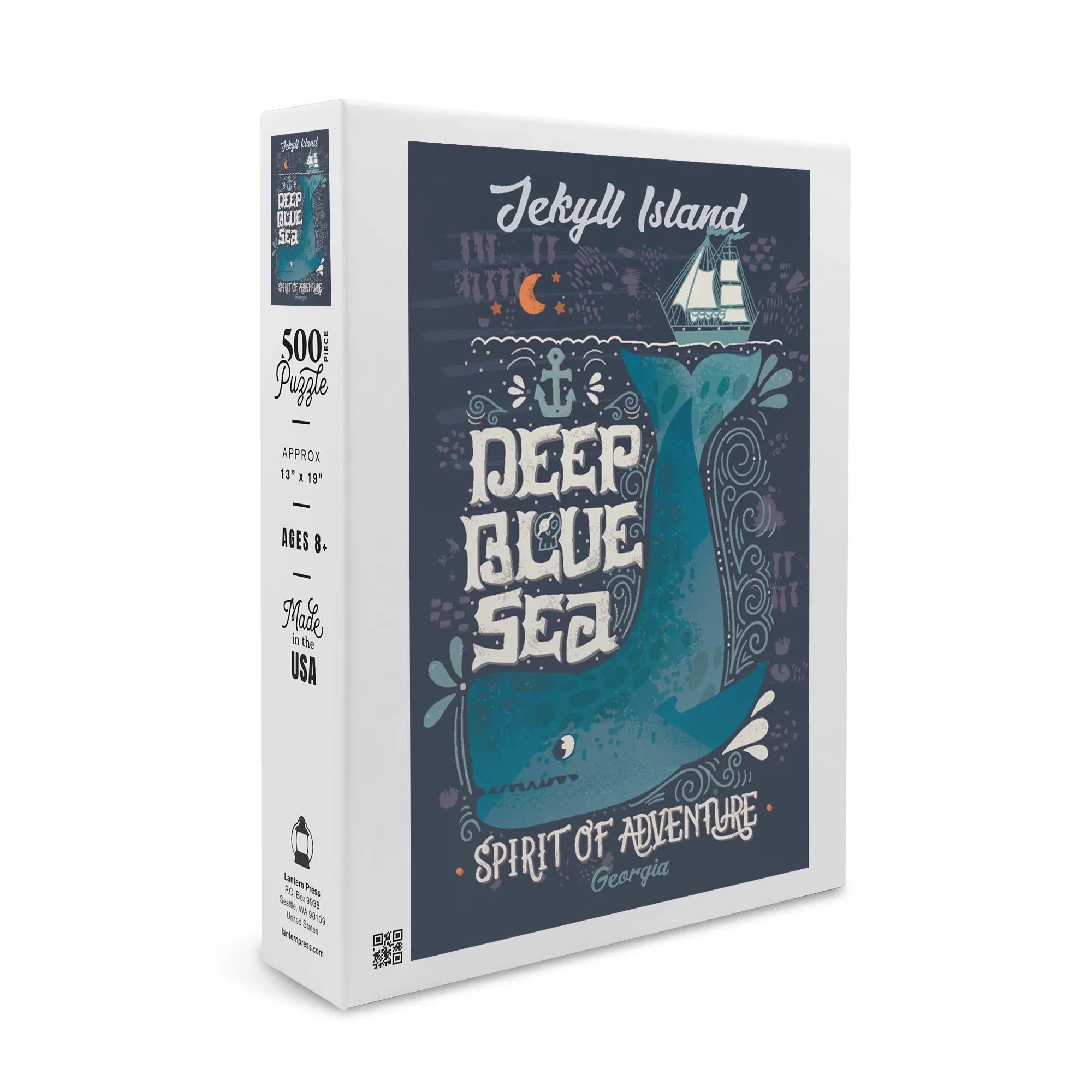 Jekyll Island, Georgia, Deep Blue Sizeea, Sizepirit of Adventure, Whale (19x27 inches, Premium 500 Piece Jigsaw Puzzle for Adults and Family, Made in USizeA)