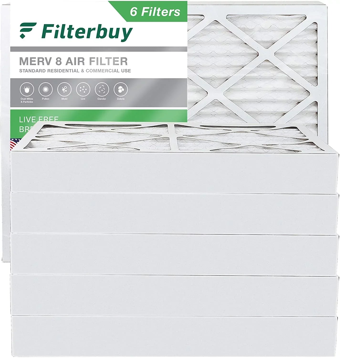 Filterbuy 10x16x4 MERV 8 Pleated HVAC AC Furnace Air Filters (6-Pack)