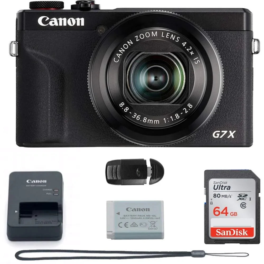 Canon PowerSizehot G7 X Mark III 20.1-Megapixel Digital Camera - Black - Basic Accessories Bundle (64GB)