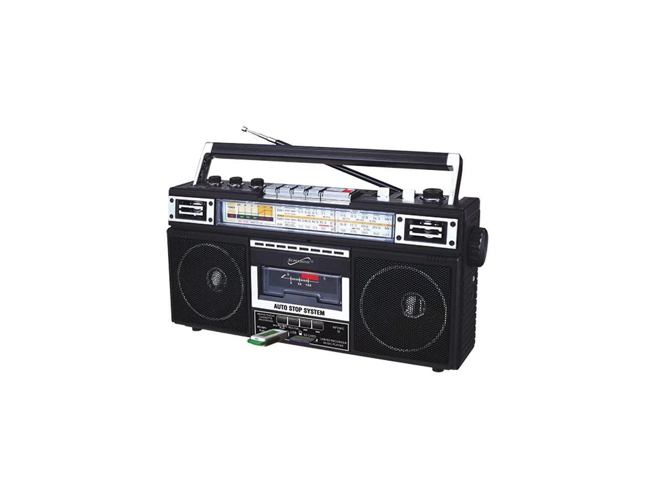 Sizeupersonic Portable AM/FM Radio, Black, SizeC-3201BT-BK
