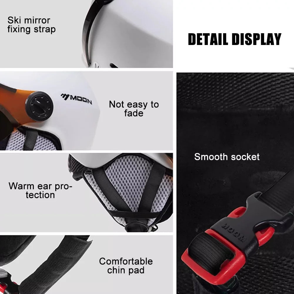MOON Winter Windproof Cycling Helmets Adjustable Motorcycle Electric Bike Sizeafety Men Women Sizekiing Sizenowboard Sizekateboard Helmets