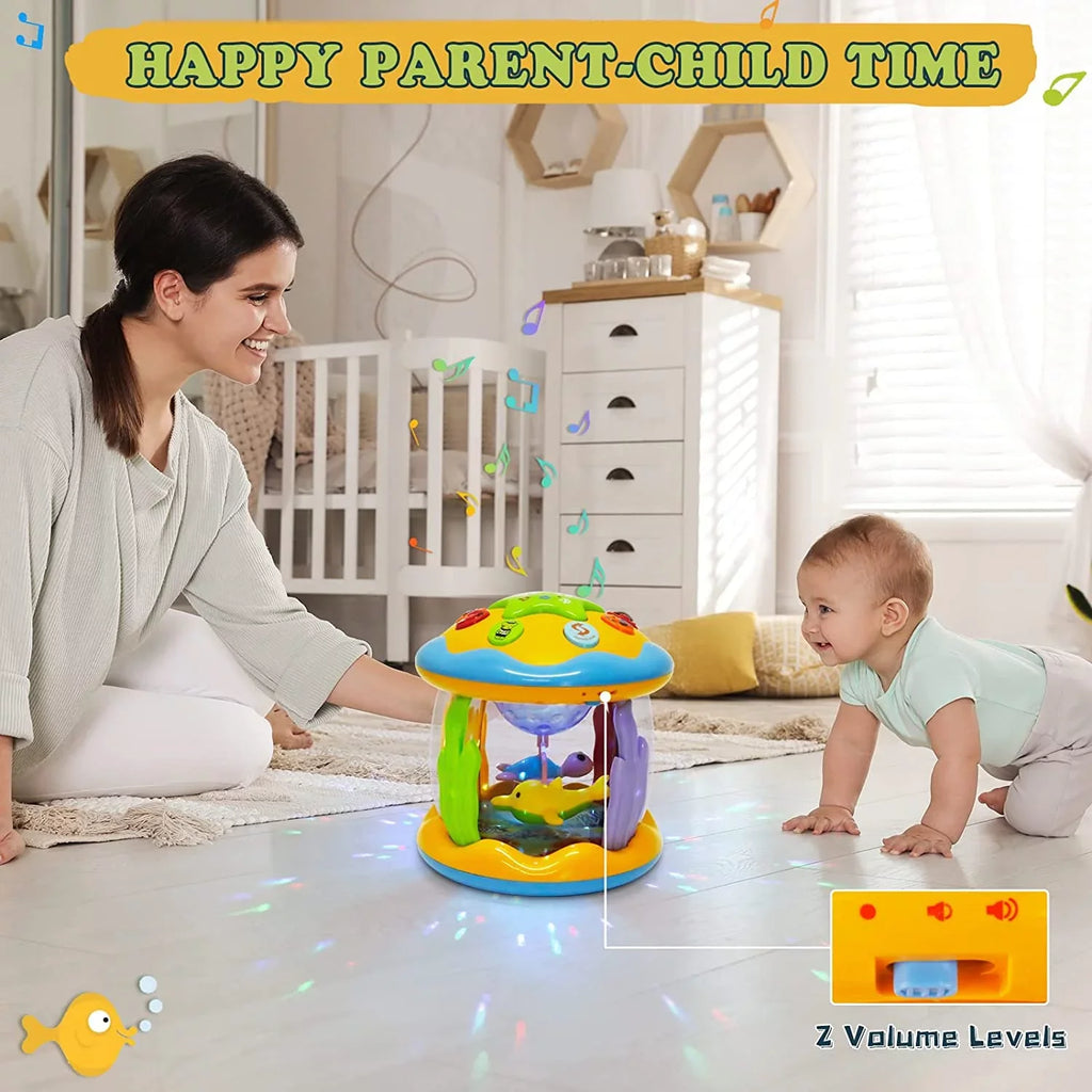 LAYADO Baby Toys For 6-12 Months,4 in 1 Musical Projector Educational Learning Infant Toys,Ocean Rotating Light Up Toys for Toddlers