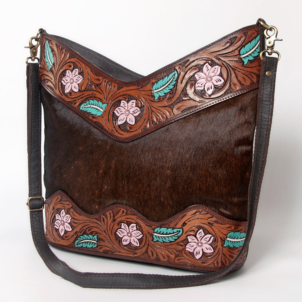 KB OHLAY KBA122 HOBO Hand Tooled Hair-on Genuine Leather women bag western handbag purse