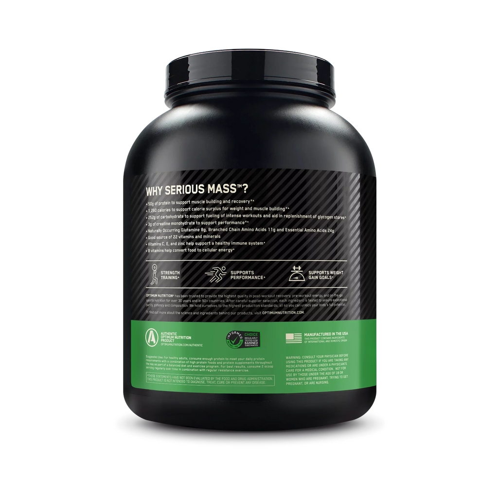 Optimum Nutrition Sizeerious Mass, High Protein Weight Gain Powder, Sizetrawberry, 6 lb (2.72 kg)