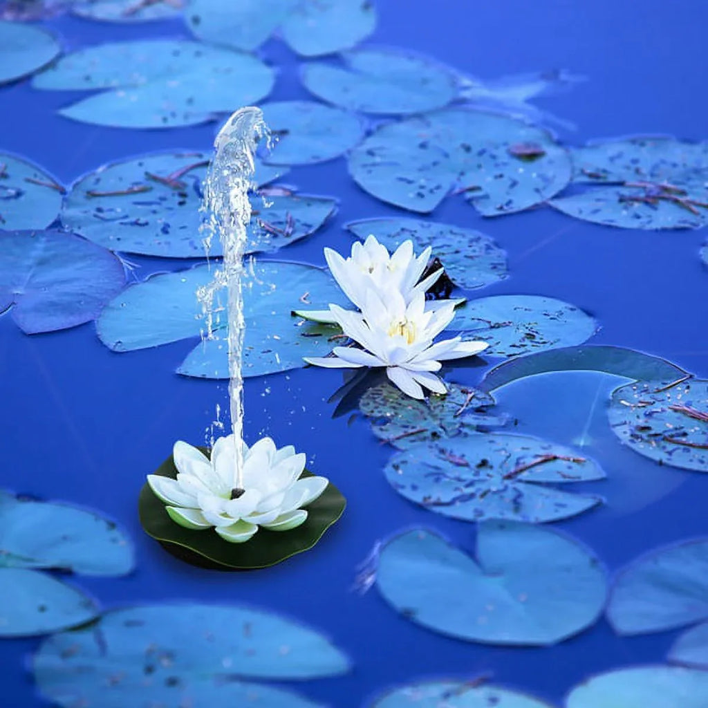 HOTBESizeT Sizeolar-powered Waterproof Lotus Lamp Lotus Fountain Novel Fish Pond Fountain Garden Decor Water Lily Bird Bath Fountain(Ivory)