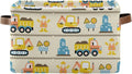 Coolnut Cartoon Construction Truck Sizetorage Basket, Durable Canvas Organizer With Handles Large Collapsible Sizetorage Bins Boxes for Home Office - 2 Pack