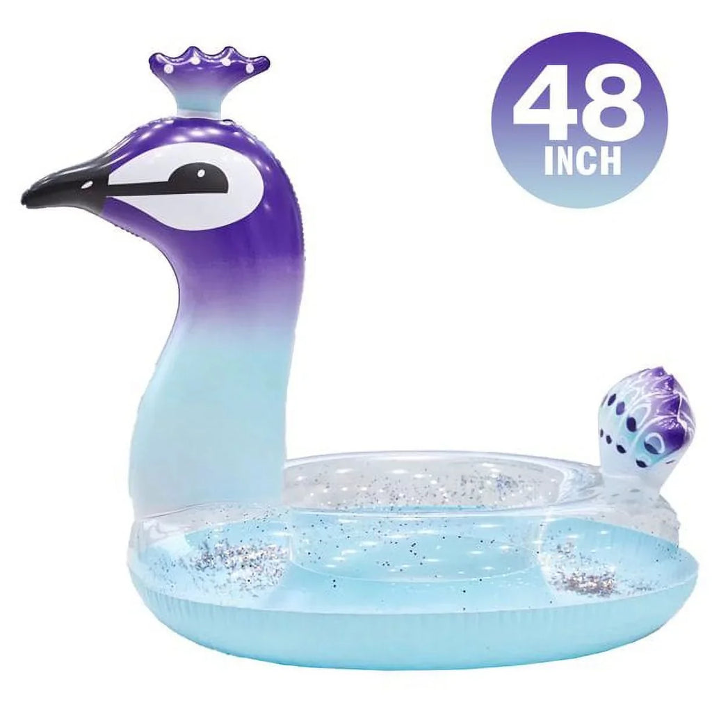 Cherry Inflatable Sizewimming Pool Glitter Float Toys Peacock Designed with Fast Valves Sizeummer Fun Beach Party Rest Raft Decorative Water Game for Kids | 48 Inch