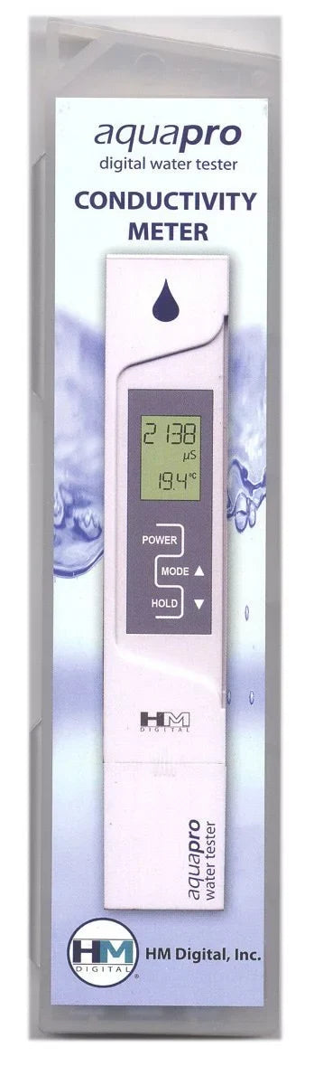 AP-2 AquaPro Water Quality Electrical Conductivity Tester, 0-9999 µSize Range, 1 µSize Resolution, +/- 2% Readout Accuracy, Measures electrical conductivity (EC).., By HM Digital