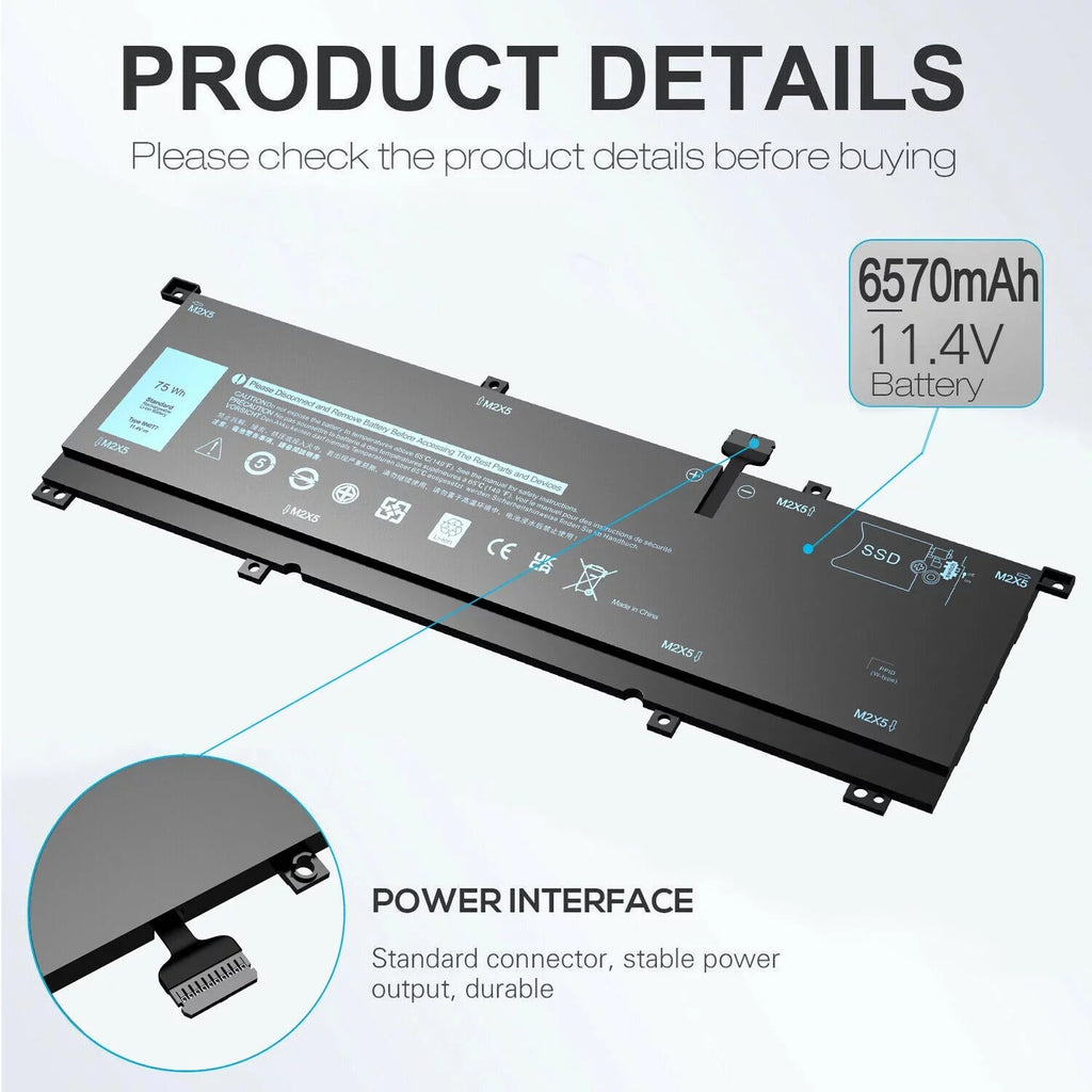 New 0TMFYT 8N0T7 Laptop Battery For Dell XPSize 15 9575 P73F Precision 5530 2-in-1