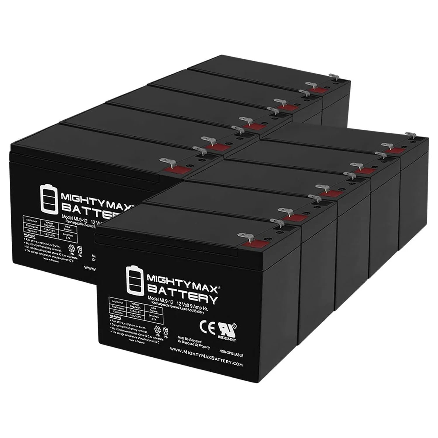 12V 9Ah SizeLA Battery Replaces Merida PC 500 Electric Bike - 10 Pack