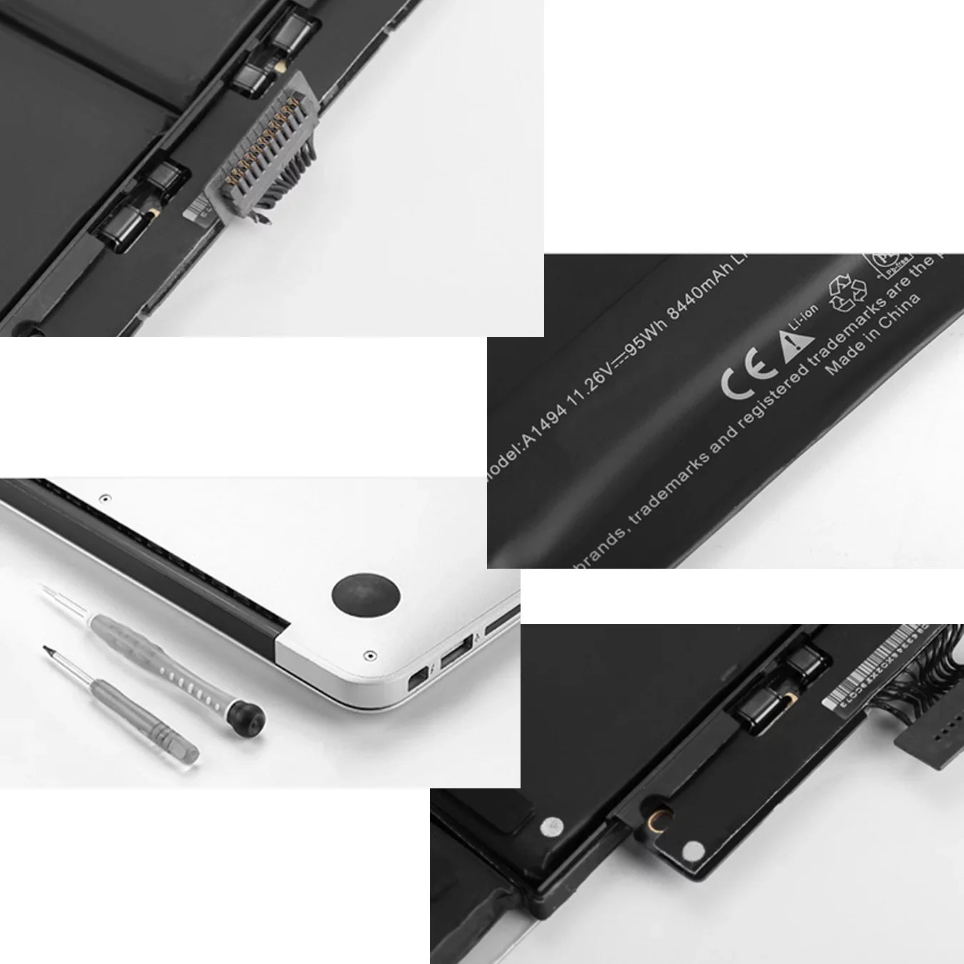 A1494 Battery Compatible Mac A1398 Mac Book Pro 15" Retina (Late 2013 & Mid 2014), Fits ME294 ME293 (11.26V 95Wh 8440mAh)