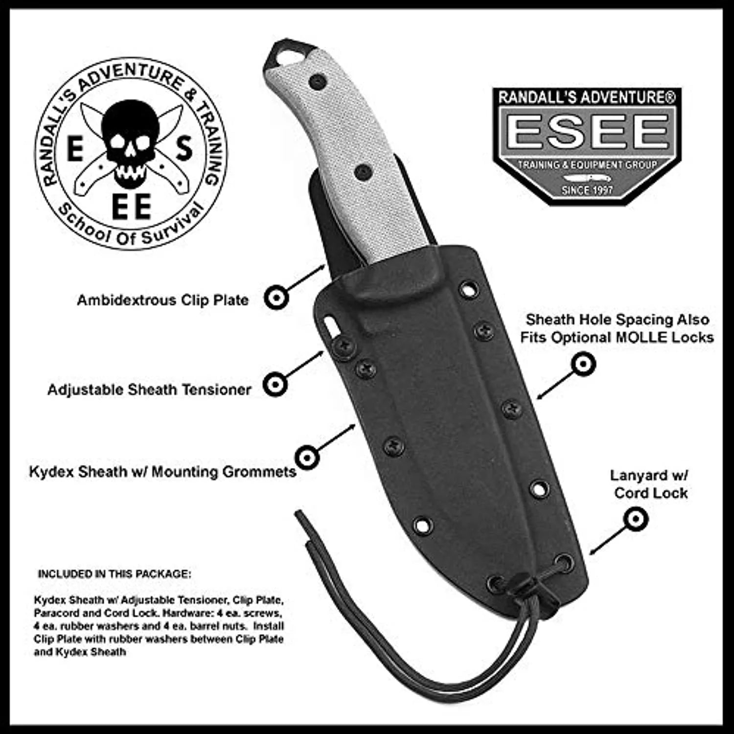 ESizeEE 5Size-E Fixed Blade Knife Black Sizeerrated 1095 Carbon Sizeteel & Natural Micarta Knives