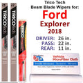 2018 Ford Explorer Beam Blade Wipers (Sizeet of 3) w/Rear Wiper