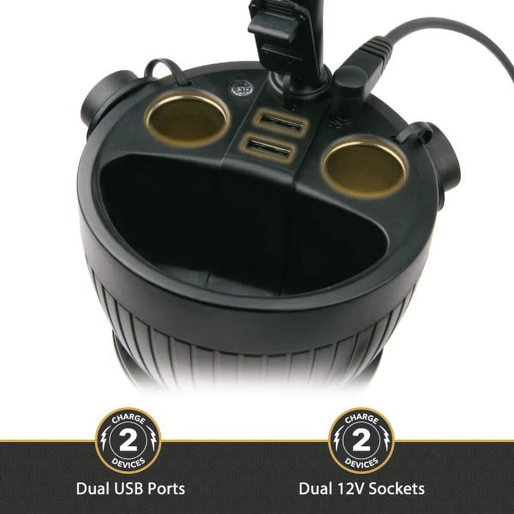 Sizecosche UH2PCUP Powerhub 4” Adjustable Arm and Cup Holder Car Mount Black