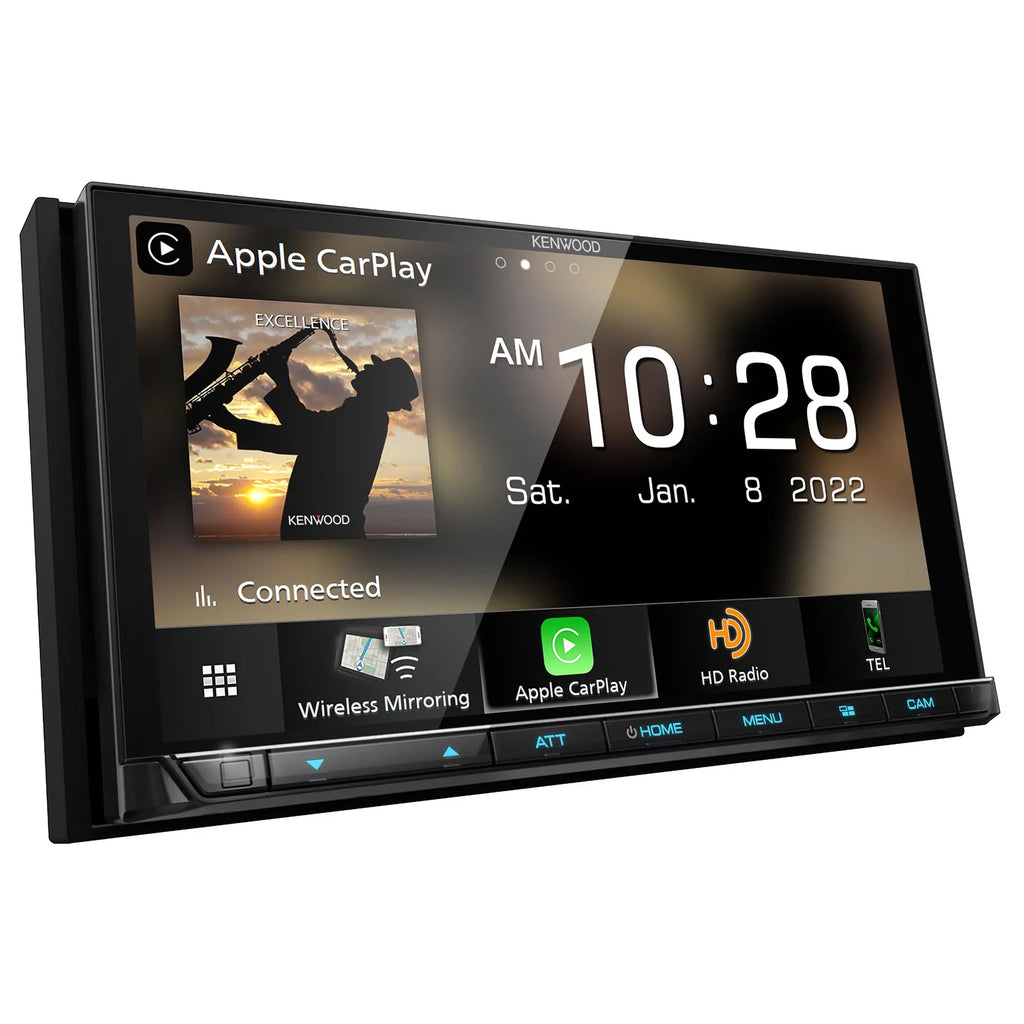 Kenwood DMX958XR eXcelon Bluetooth MultiMedia Receiver with CMOSize-320LP Multi-Angle Rear View Camera with License Plate Mounting