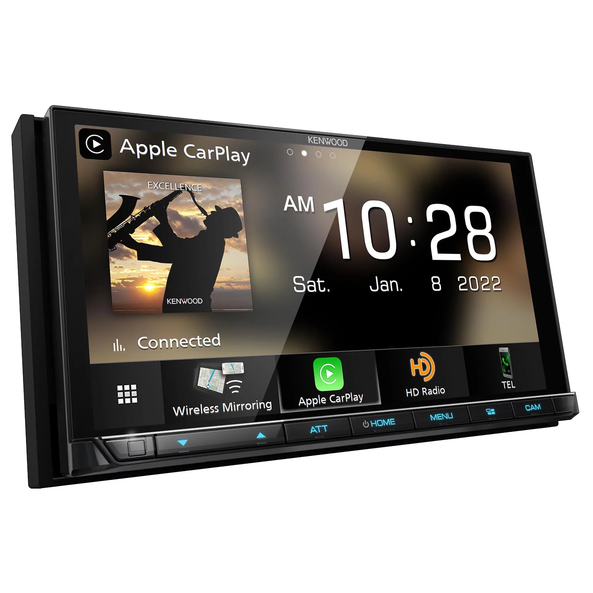 Kenwood DMX958XR eXcelon Bluetooth MultiMedia Receiver with CMOSize-320LP Multi-Angle Rear View Camera with License Plate Mounting