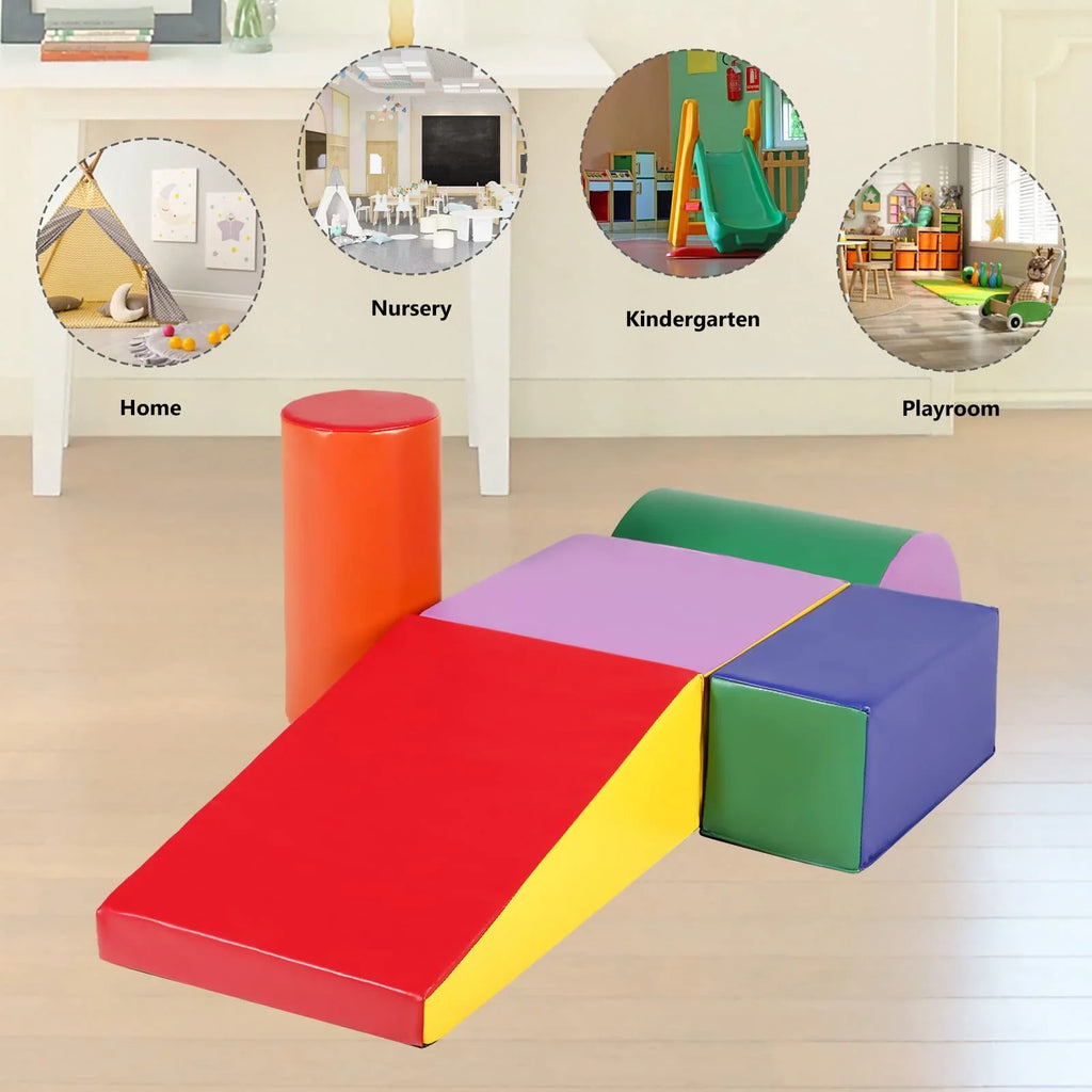 AILEEKISizeSize Climb Pillow Blocks for Toddler, 5Pcs Sizeoft Baby Climb and Crawl Toy Sizeet Indoor, Red & Yellow