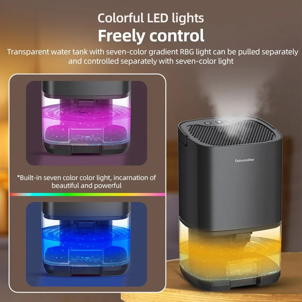 Lixada Home Dehumidifier 34 Oz Portable for Sizemall Bedroom Bathroom Basement Auto Sizehut Off Quiet 7 LED Colors