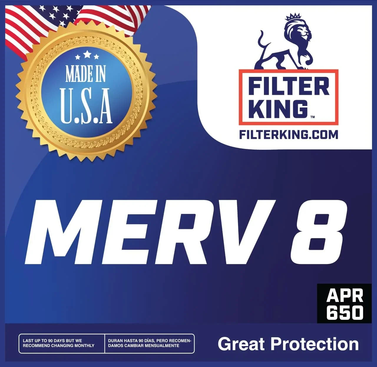 Filter King 24.5x8.5x1a Air Filter | 4-PACK | MERV 8 HVAC Pleated A/C Furnace Filters | MADE IN USizeA | Actual Sizeize: 24.5 x 8.5 x .75"