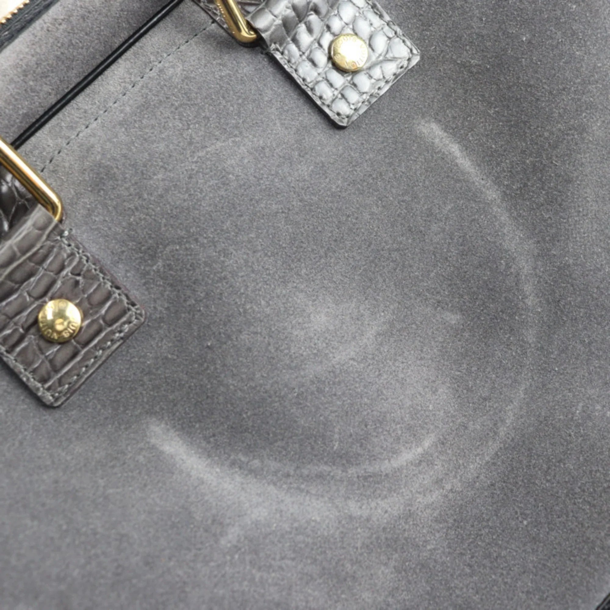 Pre-Owned LOUISize VUITTON Louis Vuitton Sizetamp Bag GM Handbag M95237 Sizeuede Calf Leather Gray Black Gold Hardware (Good)