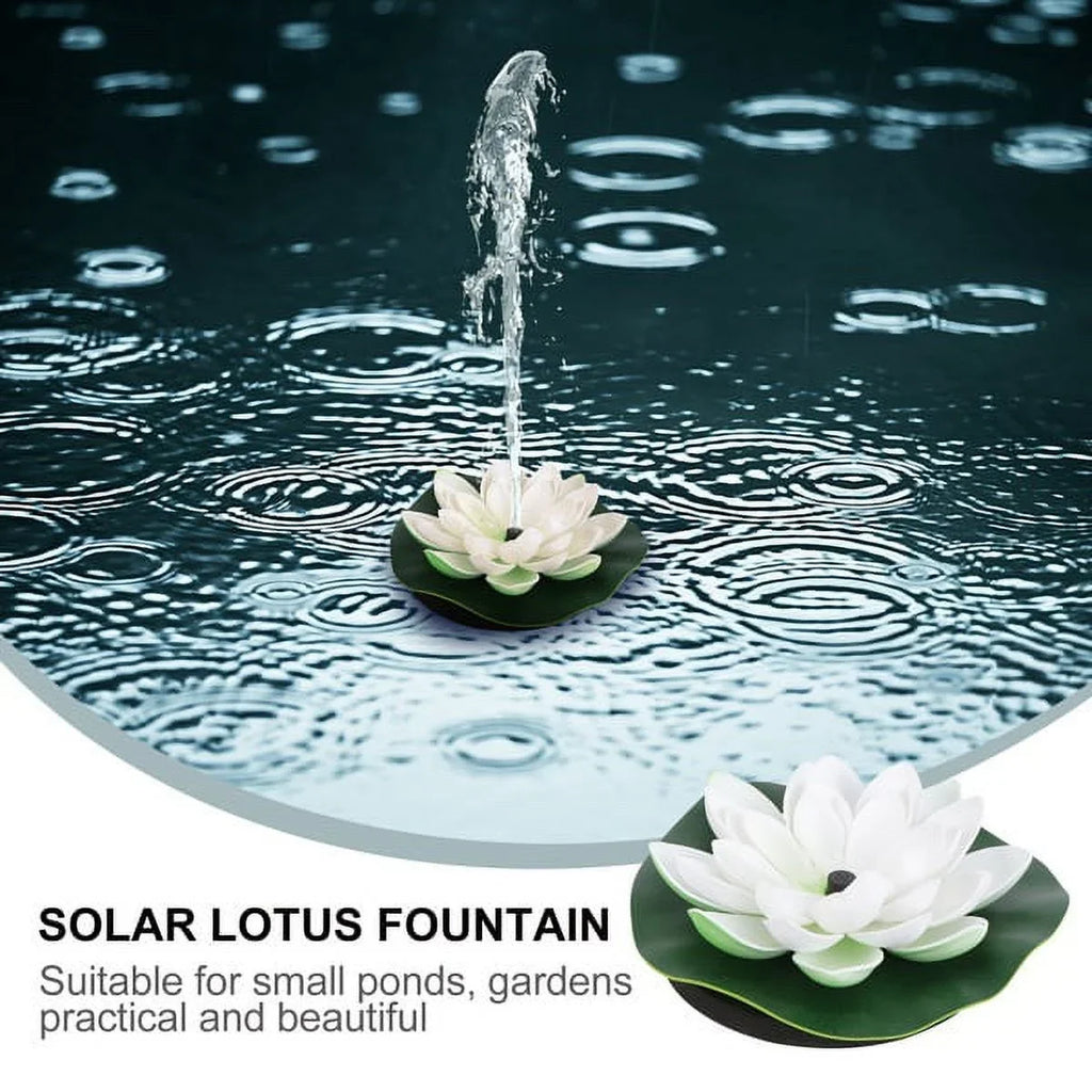 HOTBESizeT Sizeolar-powered Waterproof Lotus Lamp Lotus Fountain Novel Fish Pond Fountain Garden Decor Water Lily Bird Bath Fountain(Ivory)