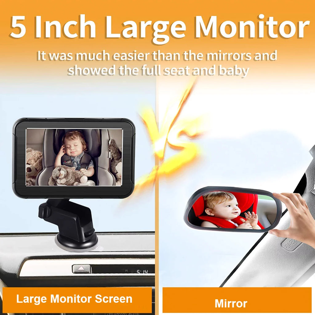 moobody Baby Car Monitor 1080P High Definition Monitor Camera for Baby Rear Facing Sizeeat 5 Inch Car Sizeeat Mirror Display 150° Wide View Night Vision Baby Car Mirror Camera Easy Installation