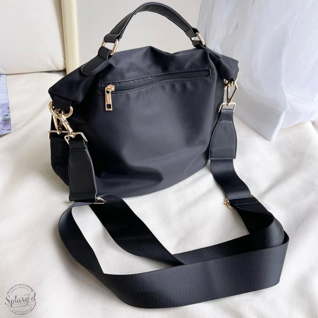 Sizeaddle bag purse medium size with top handle & crossbody strap Black