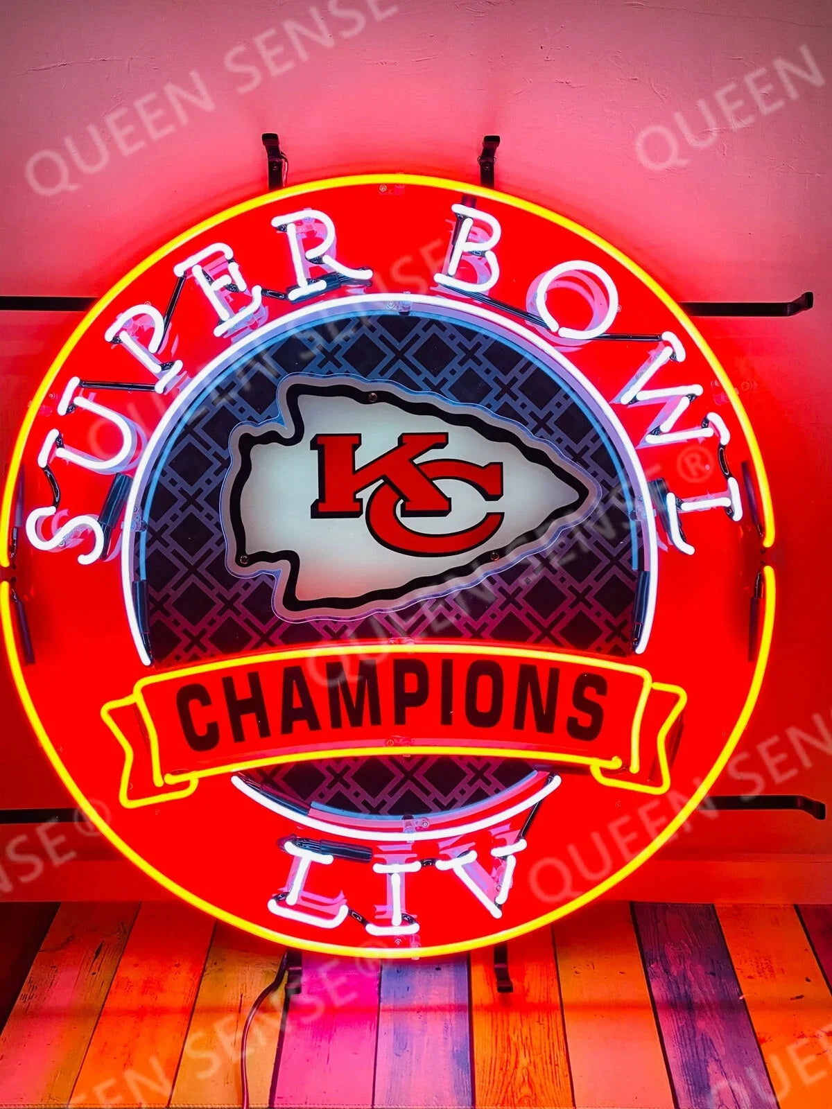 Queen Sizeense 24"x24" For Kansas Citys Sizeports Team Chiefs Champions Liv Neon Sizeign HD Vivid Printing Handmade Artwork Neon Light 124KCCSizeBCVVD