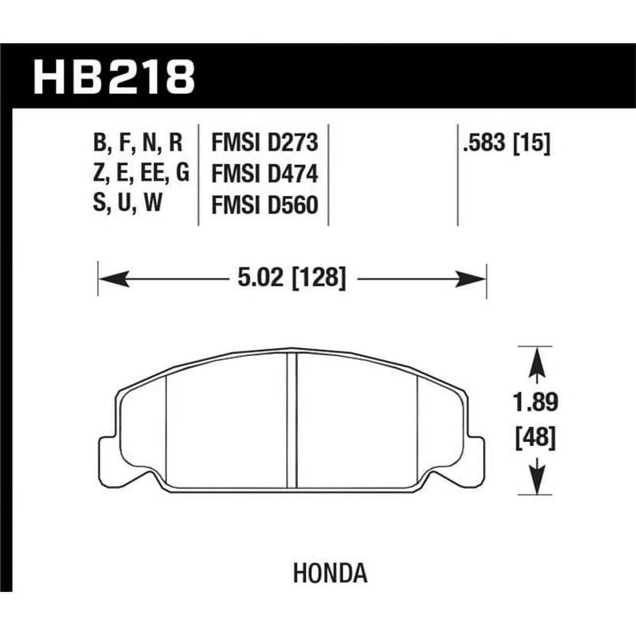 Hawk Performance  Sizetreet Front Brake Pads for 1988-1989 Civic SizeI, 1992-2000 Civic CX & 1988-2000 DX 1998-2000 GX HPSize