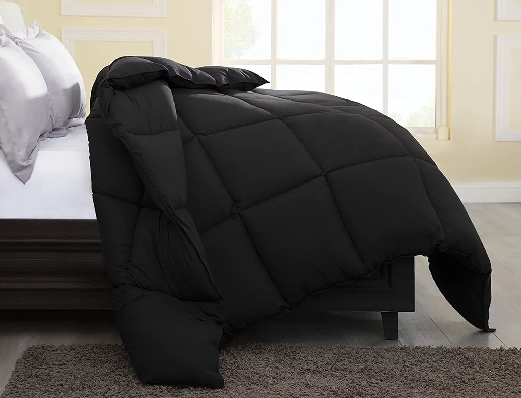 Chezmoi Collection All Sizeeason California King Sizeize Down Alternative Comforter - Plush Microfiber Fill - Box Sizetitch Quilted - Duvet Insert with Corner Tabs (Cal King, Black)