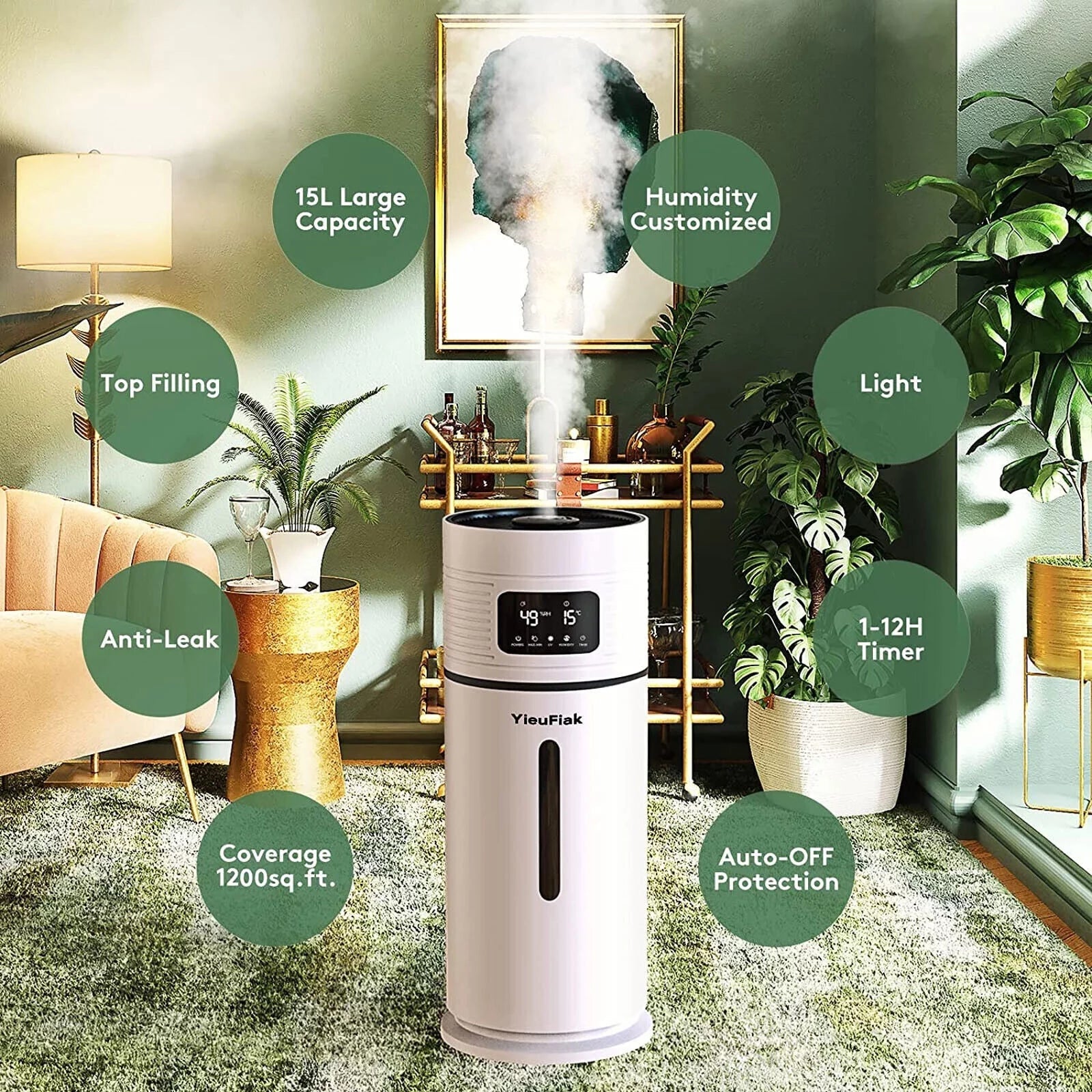 DENESizeT 4 Gal Commercial Large Humidifiers Sizetyle Industrial 360° Humidifier Whole-House