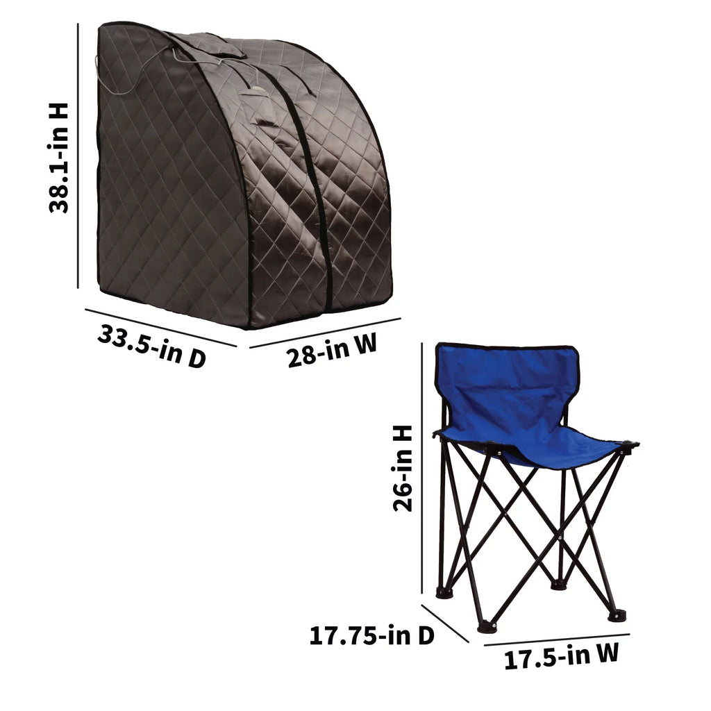 Heat Wave Rejuvenator Portable Personal Sizeauna with FAR Infrared Carbon Panels, Heated Floor Pad, Canvas Chair