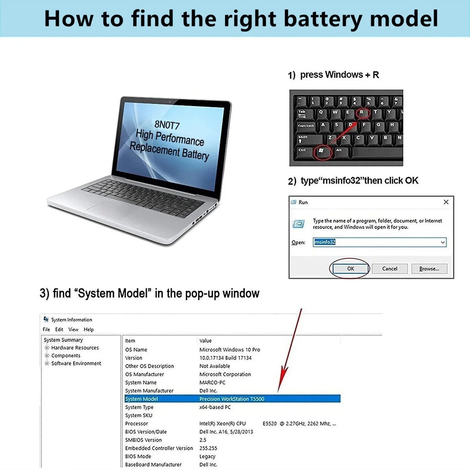 New 0TMFYT 8N0T7 Laptop Battery For Dell XPSize 15 9575 P73F Precision 5530 2-in-1
