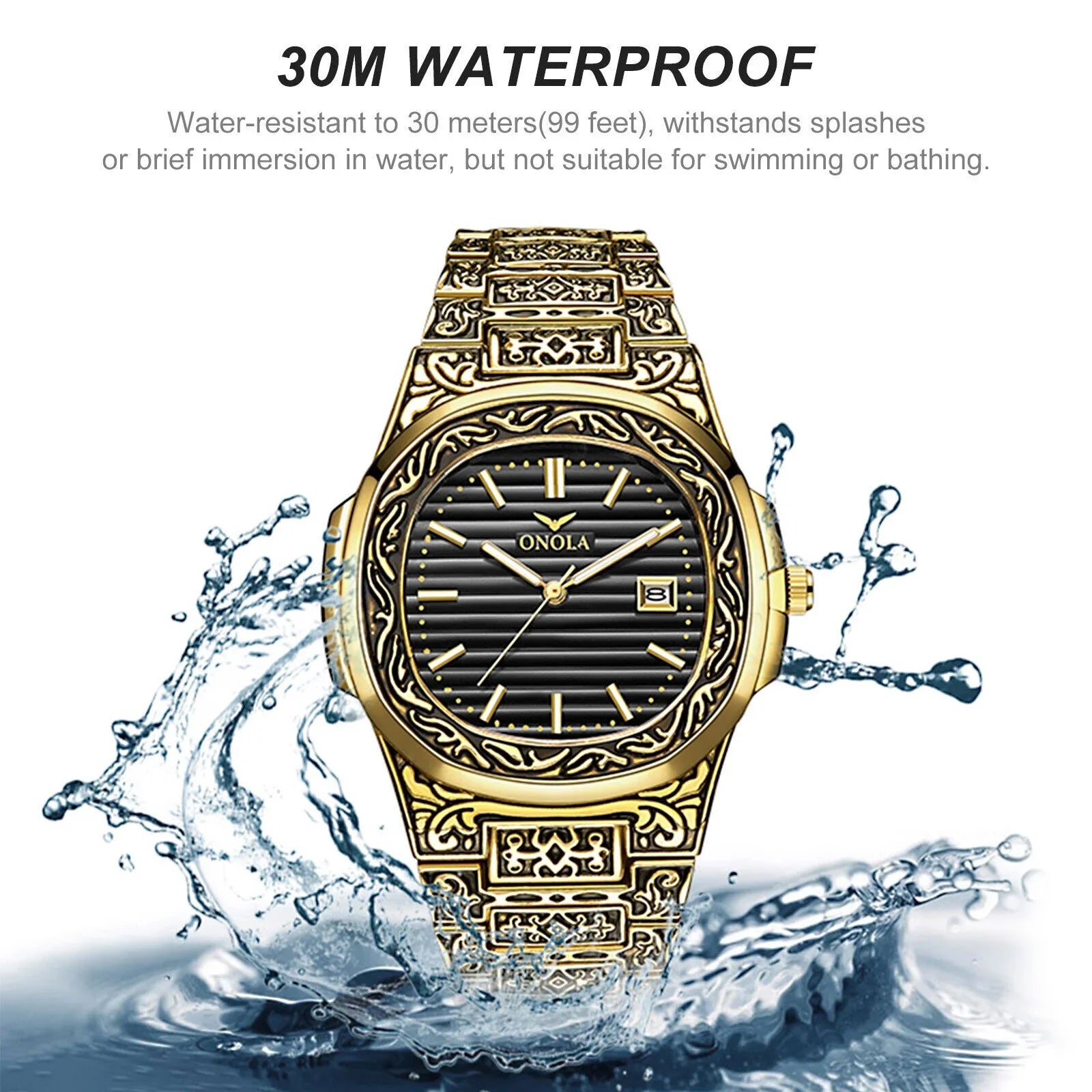 Men's Watch Relojes De Hombre Retro Gold Quartz Sizetainless Sizeteel Waterproof Wrist