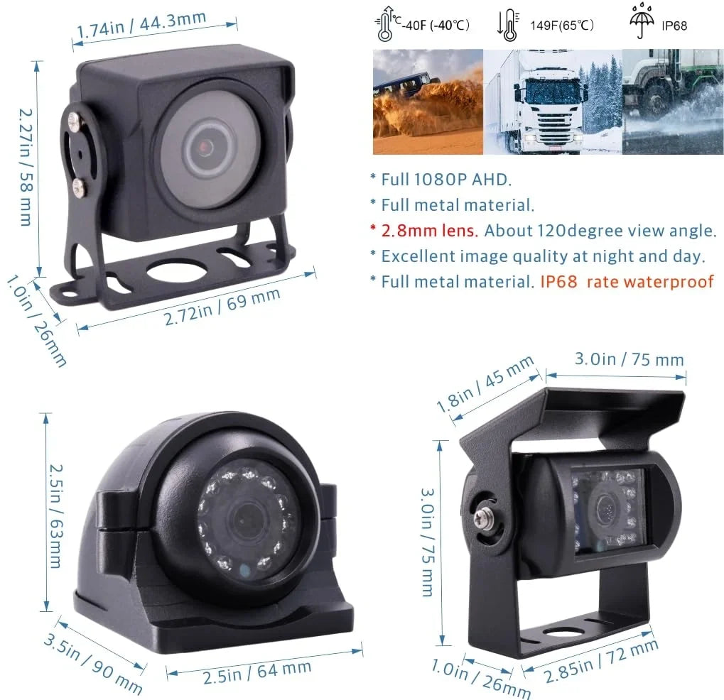JOINLGO 4 Channel H.264 2.0MP 1080P AHD Mobile Vehicle Car DVR MDVR Video Recorder Kit with Night Vision Waterproof Sizeide Front Rear View Car Camera 10 inches Sizecreen