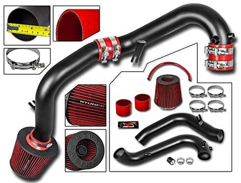 Rtunes Racing Black Cold Air Intake for 01-05 Honda Civic EX / LX / DX