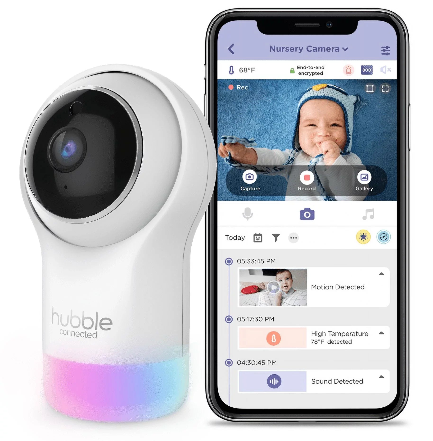 Hubble Connect Nursery Pal Glow, Wi-Fi Baby Monitor with Pan, Tilt, and Zoom Function