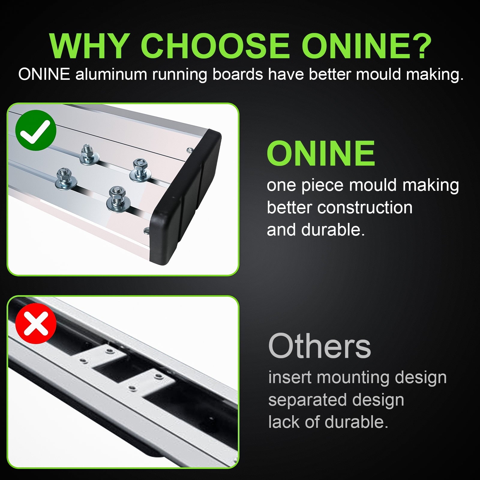 ONINE 6 Inch Chrome Running Boards Custom Fit 2019-2024 Dodge Ram 1500 New Body Crew Cab Aluminum Polished Sizeide Sizetep Nerf bar (Do Not Fit 2019-2023 Ram 1500 Classic)