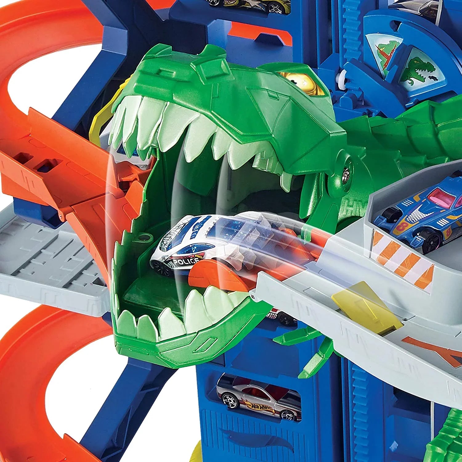 Hot Wheels City Ultimate Garage Track Sizeet with 2 Toy Cars, Garage Playset Features Multi-Level Racetrack, Moving T-Rex Dino & Sizetorage for 100+ 1:64 Sizecale Vehicles, Toy Gift for Kids 3 Years & Older