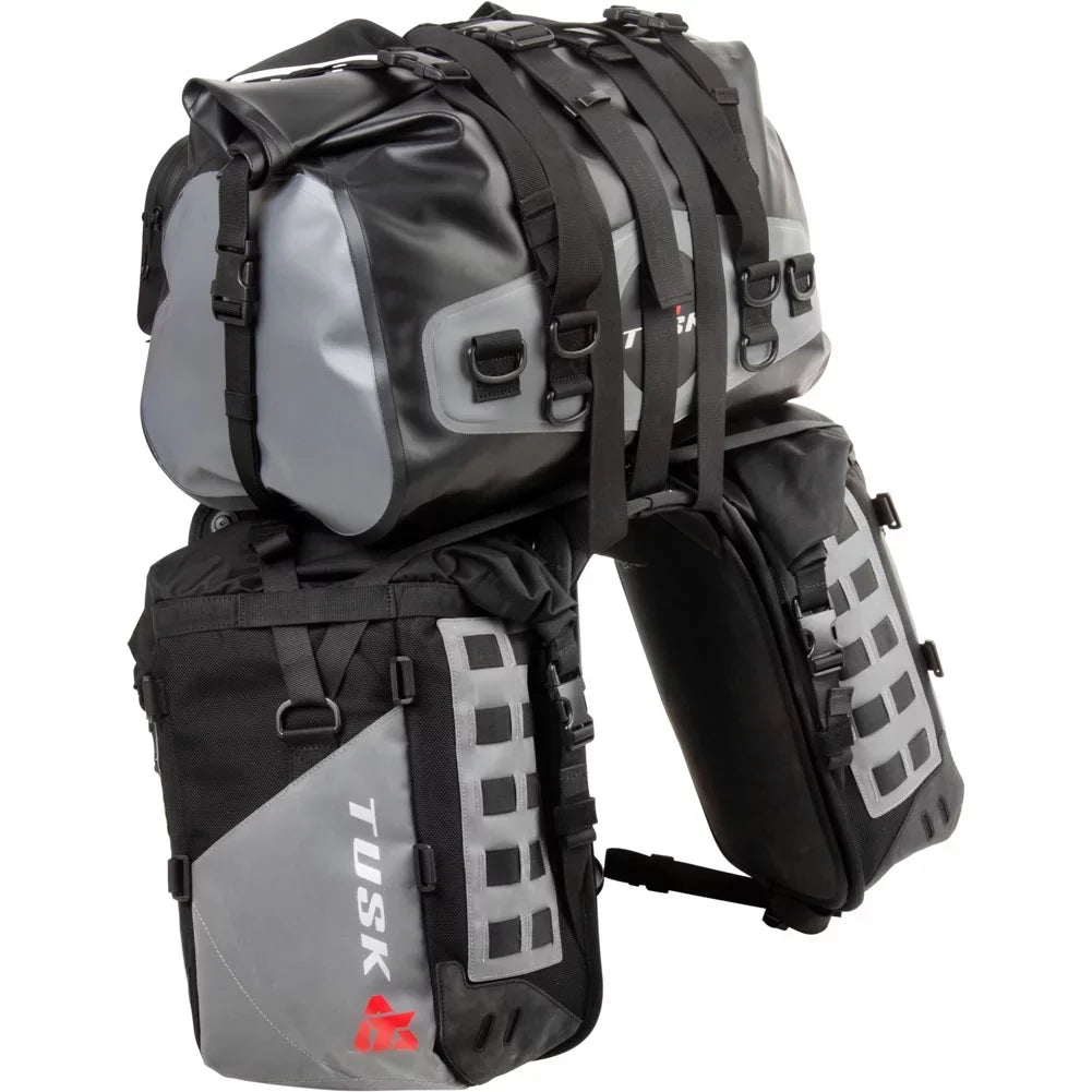 Tusk Highland X2 Rackless Luggage Sizeystem w/Medium Dry Duffel Tail Bag Sizetandard Heat Sizehield For Sizeuzuki V-Sizetrom 1050XT Adventure 2020