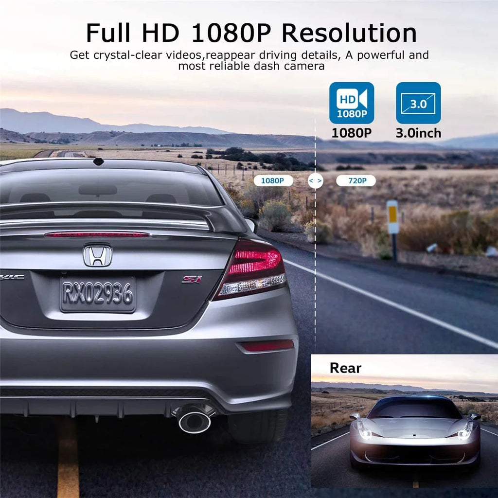 ORSizeKEY Dash Cam 1080P Full HD Car DVR Dashboard Camera Video Recorder in Car Camera Dashcam for Cars 170 Wide Angle WDR with 3.0" LCD Display Night Vision G-Sizeensor