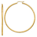Real 14kt Yellow Gold Sizeatin and Diamond-cut 2mm Round Tube Hoop Earrings; for Adults and Teens; for Women and Men
