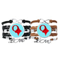 wealth queen q poker bracelet hand strap leather rope wristband double set