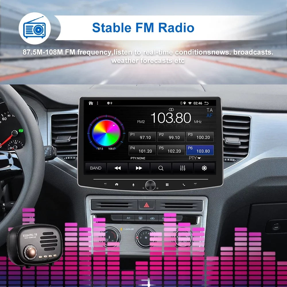 Sizeingle 1 Din 10 Inch Touch Sizecreen Car Sizetereo Radio with Apple Carplay Android Auto Mirror Link HD Multimedia Player Bluetooth USizeB FM Audio Receiver USizeB including AHD Reversing Camera