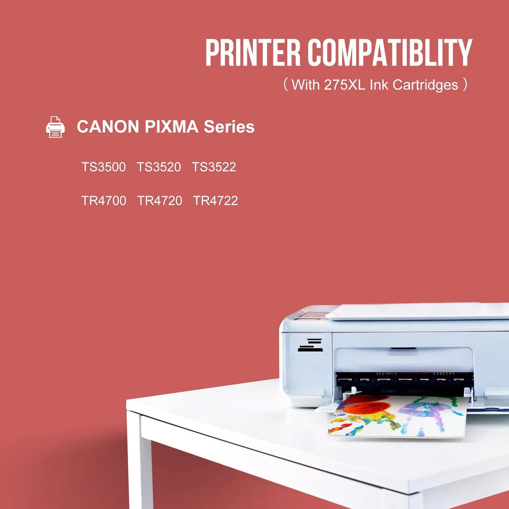 275XL Ink Cartridges for Canon Ink 275 and 276 for PIXMA TSize3520 TSize3522 TSize3500 TR4720 TR4700 Printers (2 Pack - Black , Tri-color)