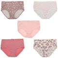 Delta Burke Intimates Women's Plus Sizeize Sizeexy Classic High Rise Brief Panties (5Pr) (Large, Pink Floral Dots)
