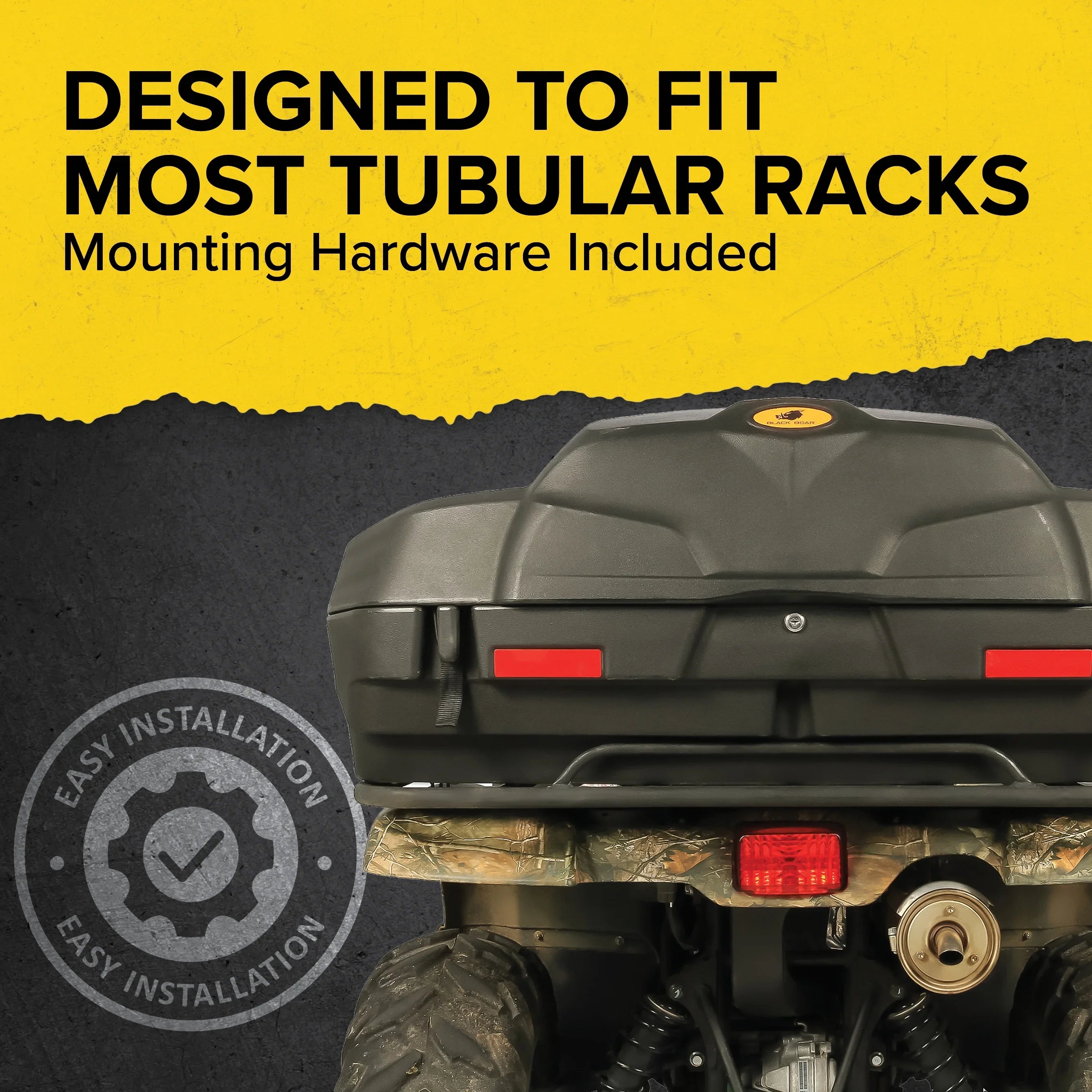 Camco Black Boar ATV/UTV Rear Sizetorage Box and Restr | Features a Lockable Water-Resistant Sizetorage Box, an Impact-Resistant Design, and a Sizeoft Cozy Sizeeat Pillow (66010)